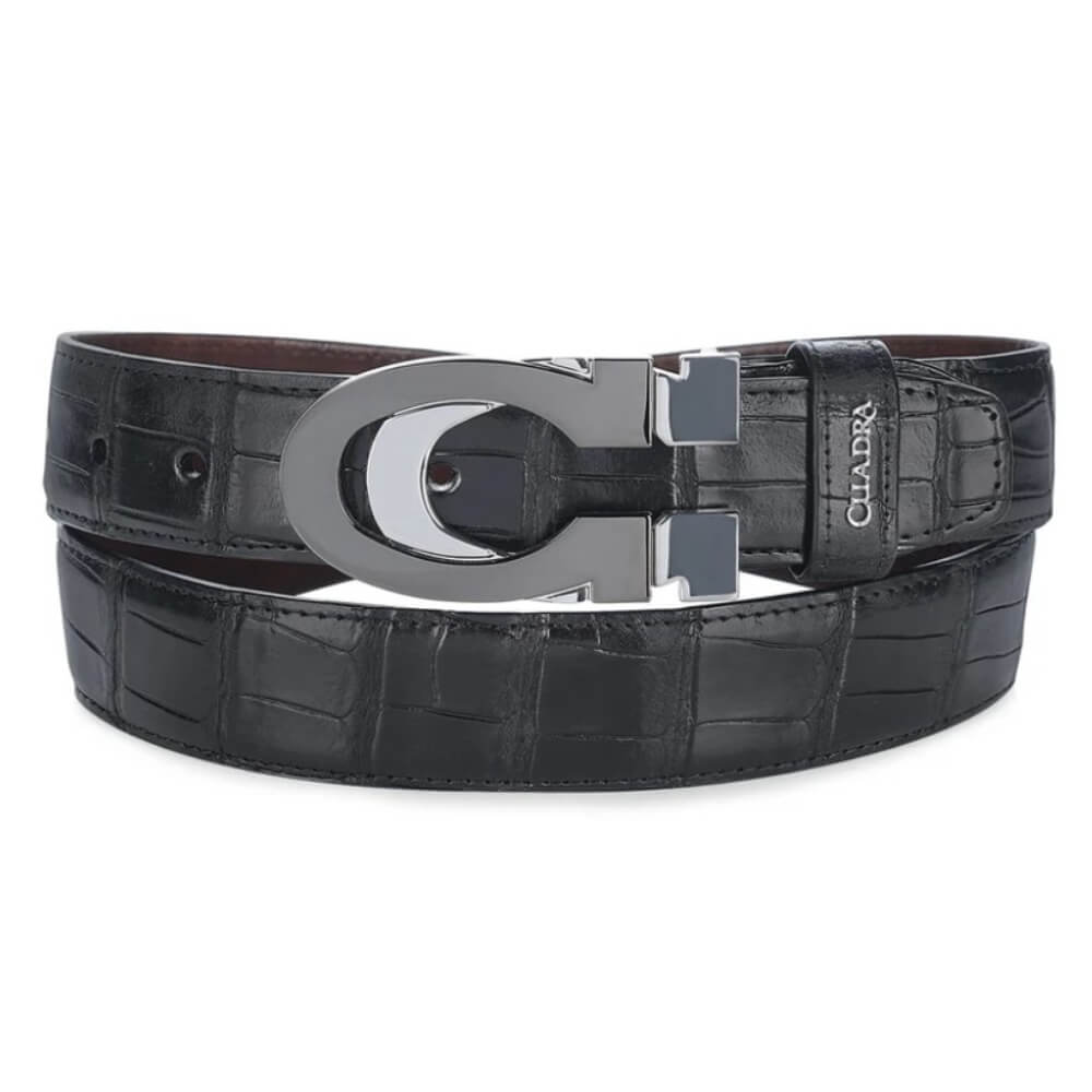 Cuadra Mens Alligator Belt Black - BC474
