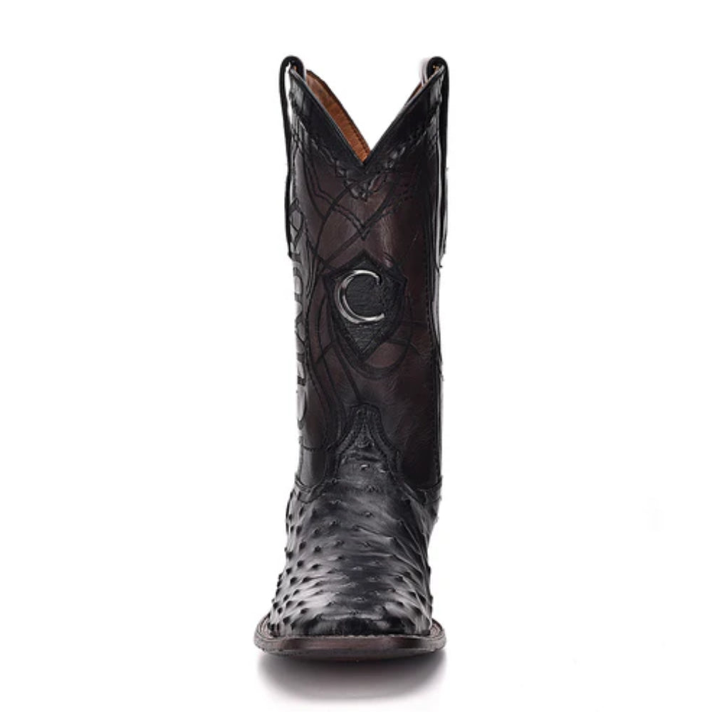 Cuadra Mens Black Genuine Ostrich Leather Western Boots - CU662