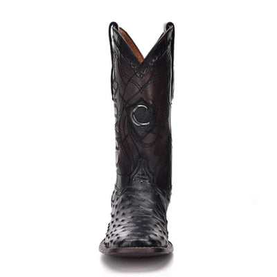 Cuadra Mens Black Genuine Ostrich Leather Western Boots - CU662