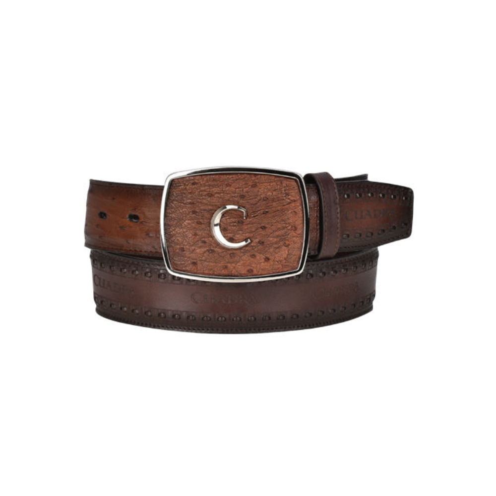 Cuadra Mens Genuine Ostrich Leather Belt 