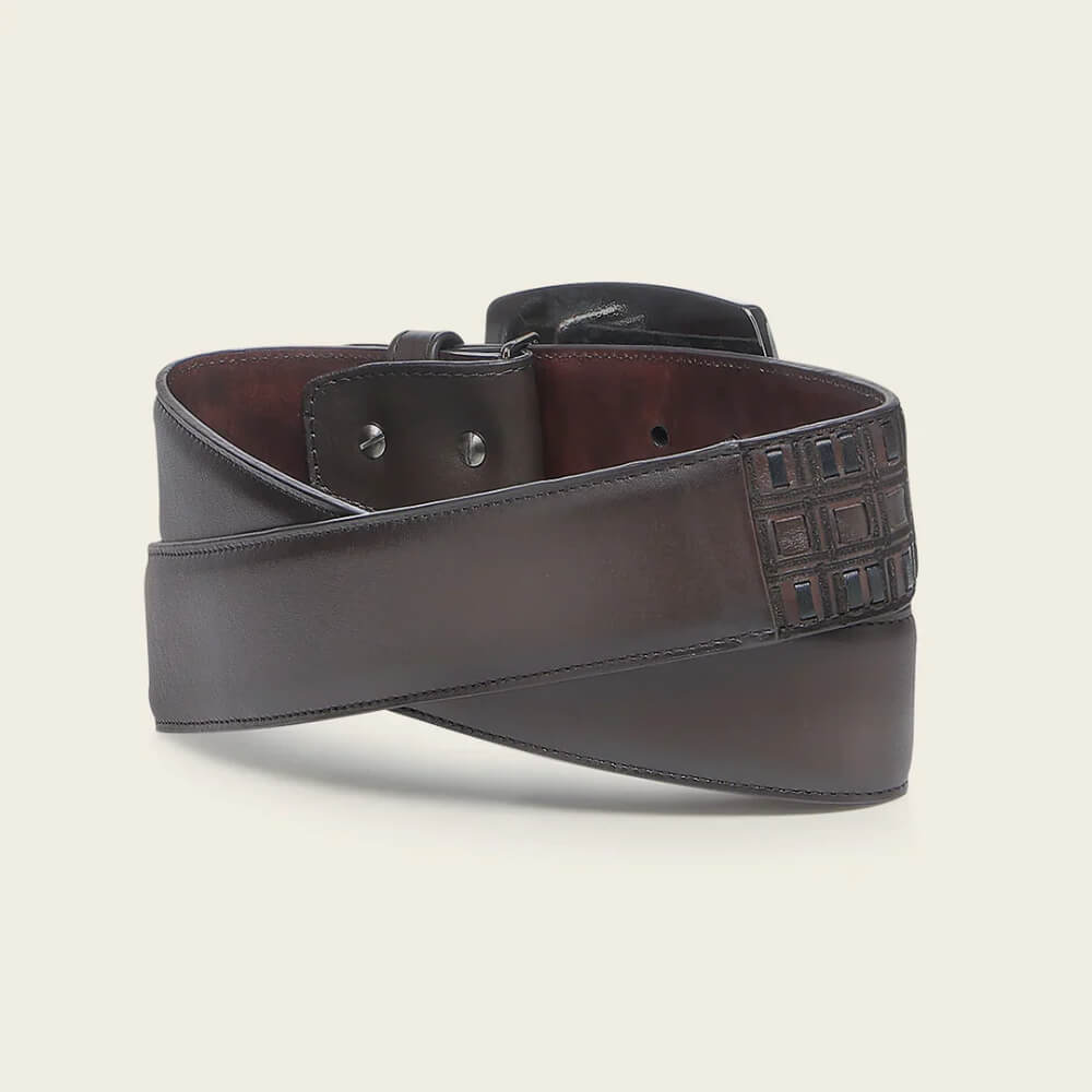 Cuadra Mens Embroidery Belt Black