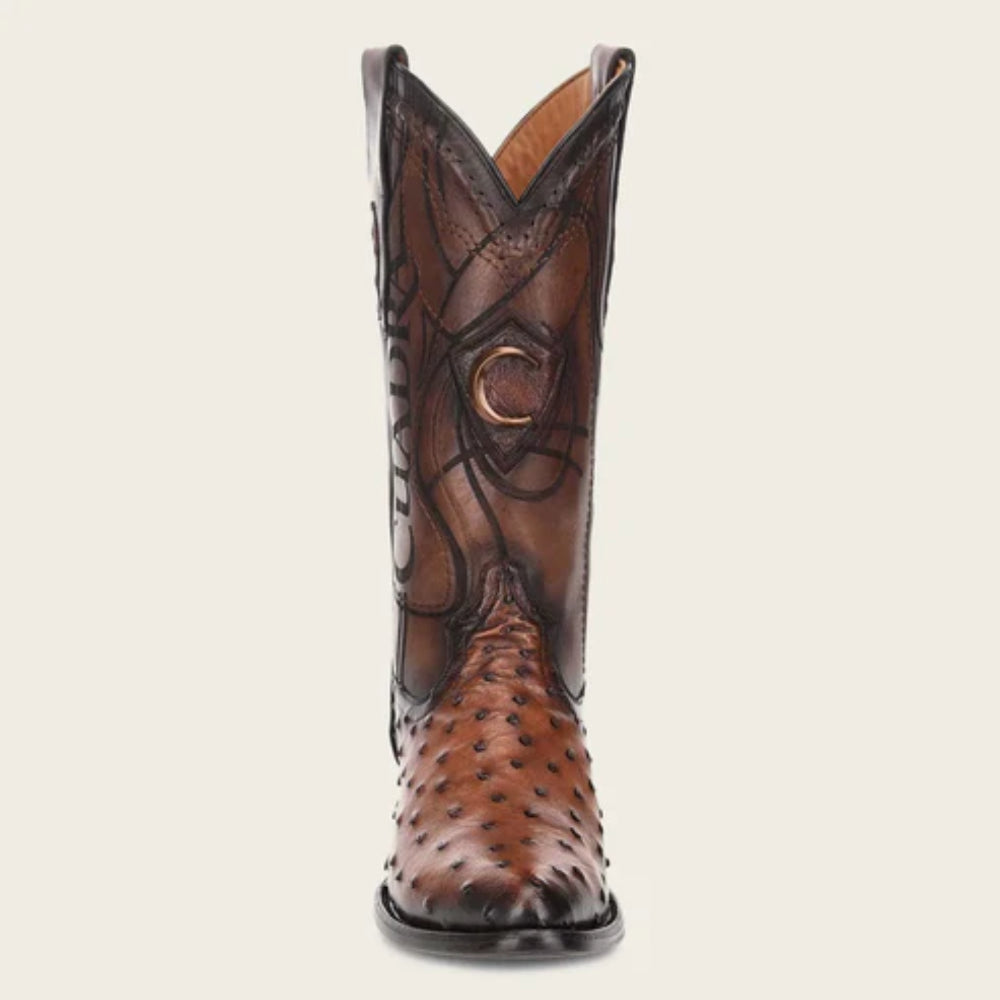 Cuadra Mens Engraved Brown Exotic Leather Cowboy Boots