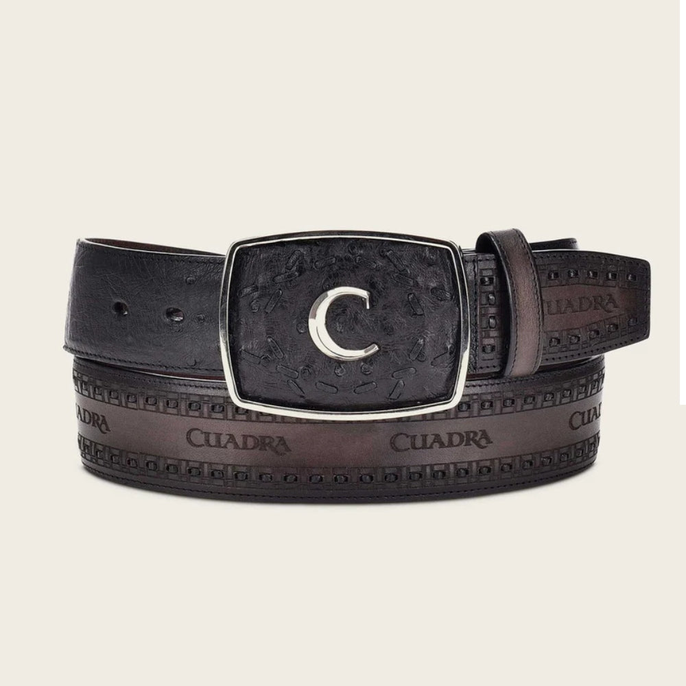 Cuadra Mens Genuine Ostrich Leather Belt 