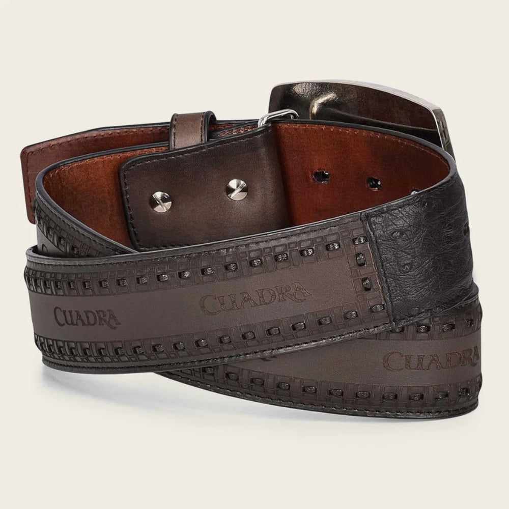 Cuadra Mens Genuine Ostrich Leather Belt