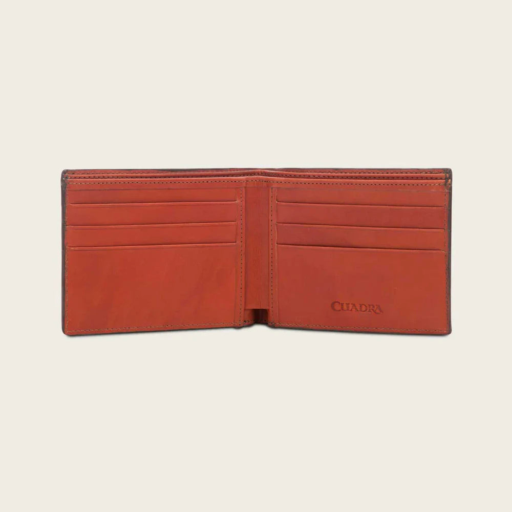 Cuadra Mens Genuine Ostrich Leather Bifold Wallet 