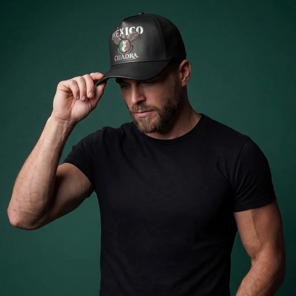 Cuadra Mens Limited Edition Leather Mexico 2026 Cap Black - CP002