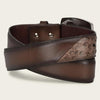 Cuadra Mens Ostrich Exotic Strip Belt Brown - BC321