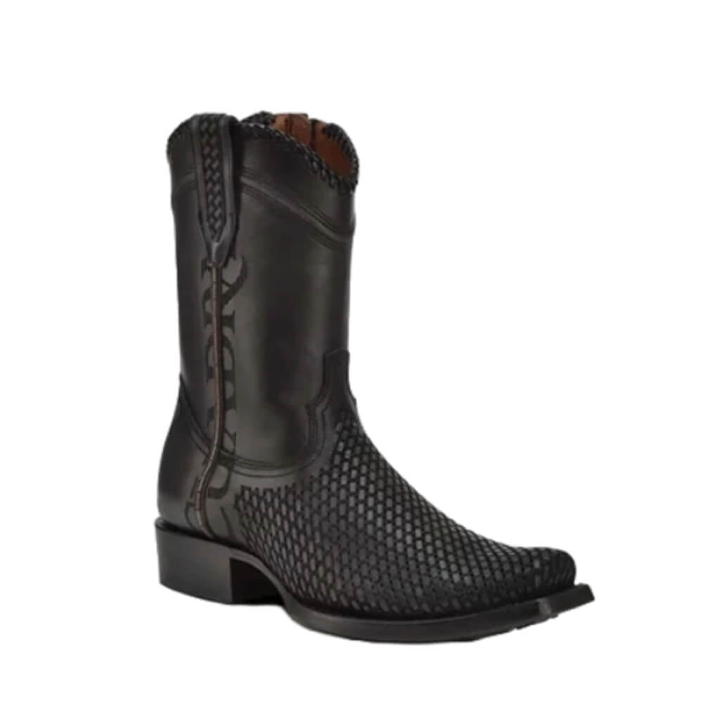 Cuadra Mens Oxford Laser & Woven Narrow Square Toe Boots Black - CU969