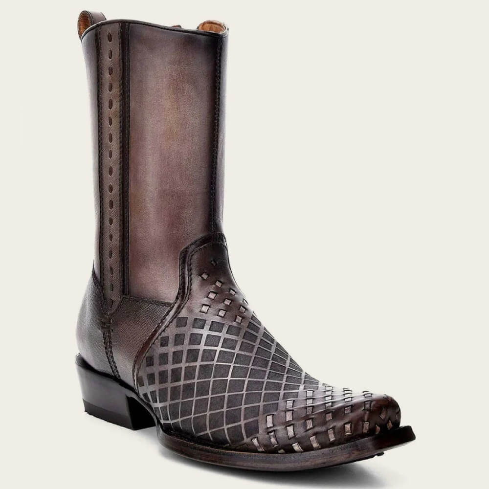 Cuadra Mens Urban Western Style Oxford Laser Boots Grey - CU498
