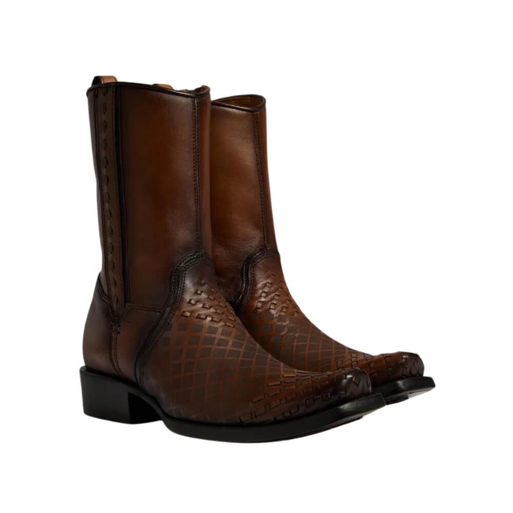 Cuadra Mens Western Square Toe Boots Maple Brown - CU674
