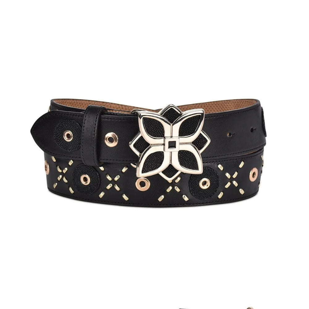 Cuadra Womens Black Leather Minimalist Belt