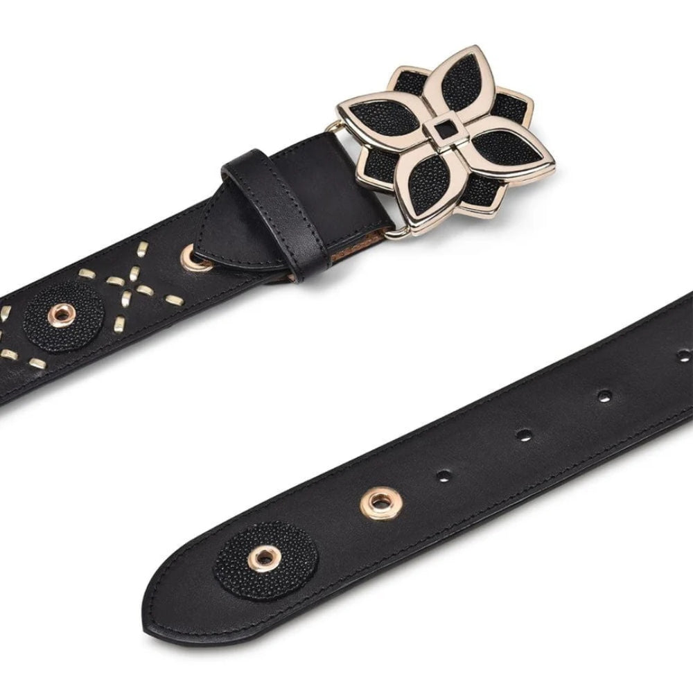 Cuadra Womens Black Leather Minimalist Belt