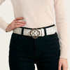 Cuadra Womens Genuine Bovine Leather Laser Belt White - BC470