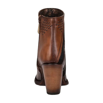 Cuadra Womens Honey Laser & Woven Round Toe Brown Boots