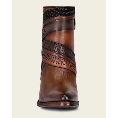 Cuadra Womens Honey Laser & Woven Round Toe Brown Western Boots - CU619