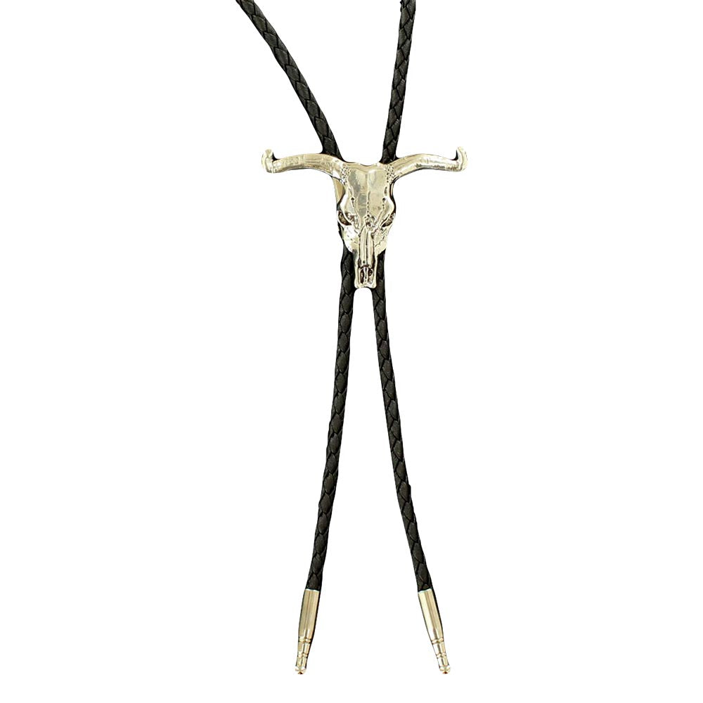 Double S Western Longhorn Skull Adult Bolo Tie