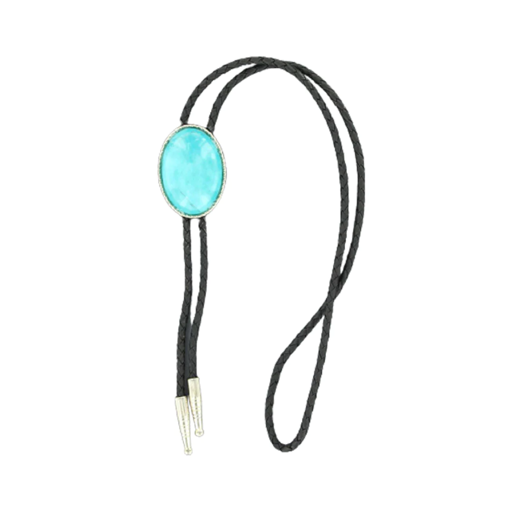 Double S Mens Oval Turquoise Bolo Tie - 22838