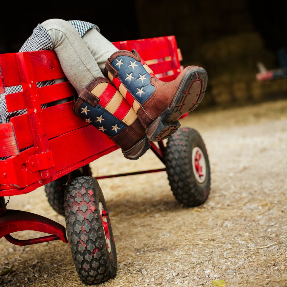 Durango Lil' Boys Flag Western Boots Brown - DBT0159