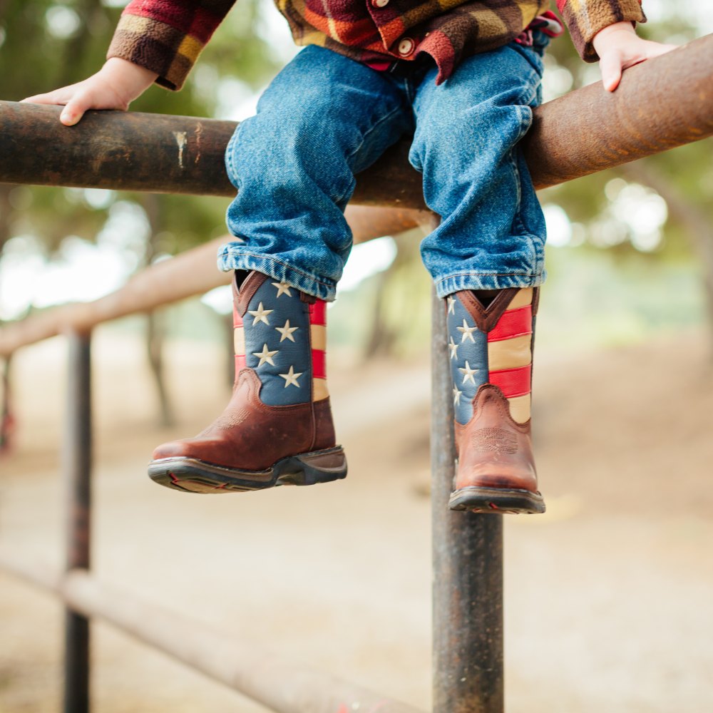 Durango Lil' Boys Flag Western Boots Brown - DBT0159