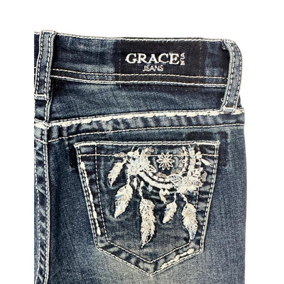 Grace In L.A. Girls Dream Catcher Embroidery Jeans