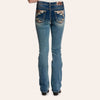 Grace In L.A. Womens Cow Print Pocket Bootcut Jeans Medium Wash - EB52055