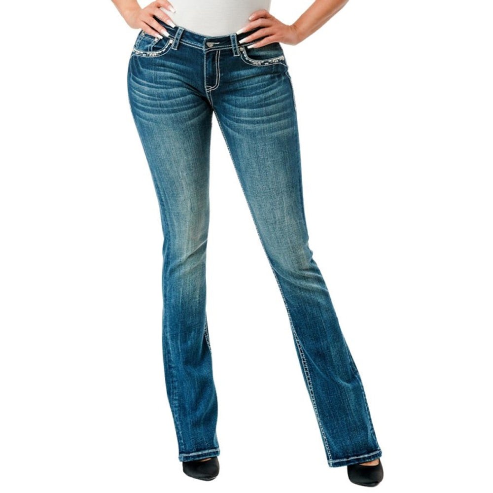 Grace In L.A. Womens Aztec Pocket Jeans 