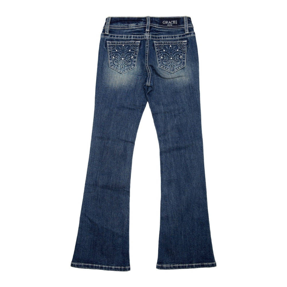 Grace in L.A. Girls Fleur De Lis Bootcut Jeans