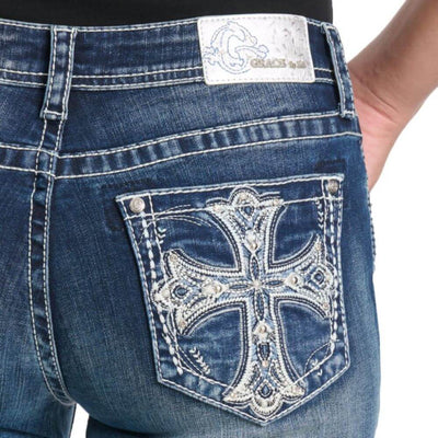 Grace in L.A. Womens Crosses Bootcut Jeans