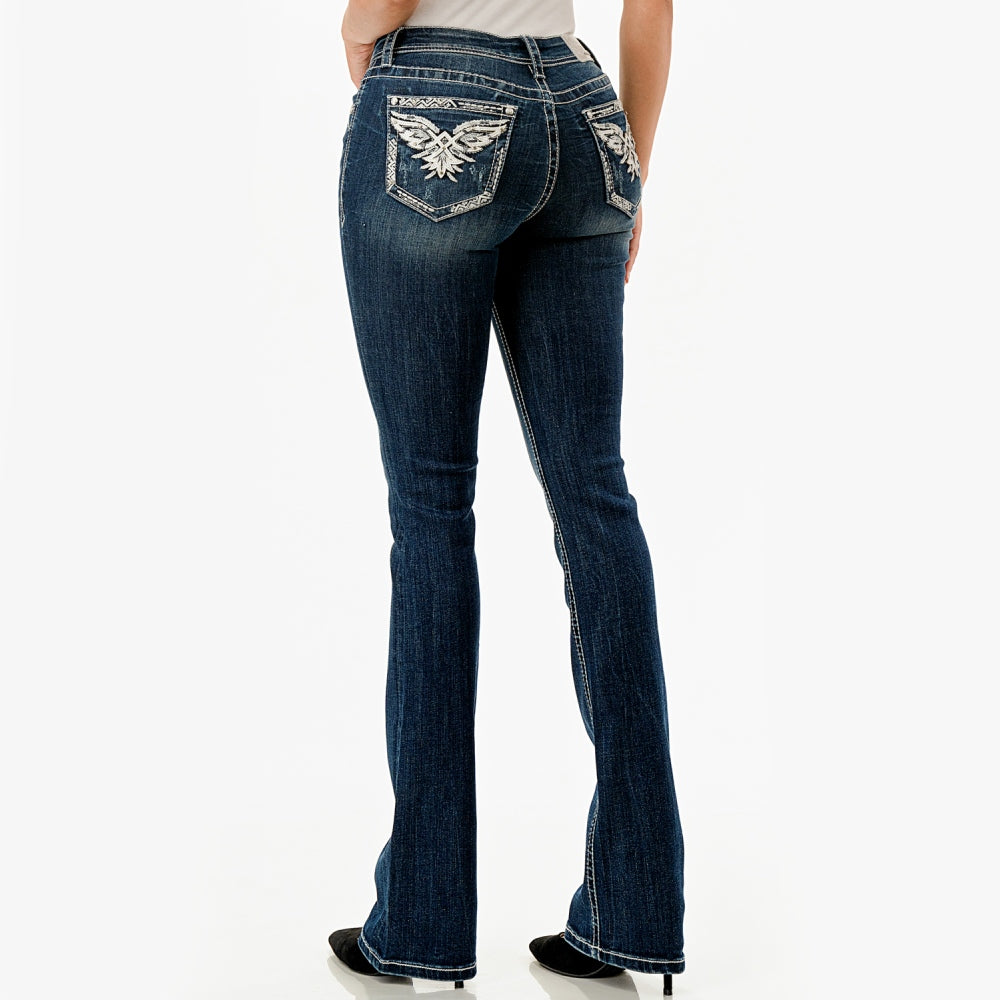 Grace in L.A. Womens Embroidery Bootcut Jeans