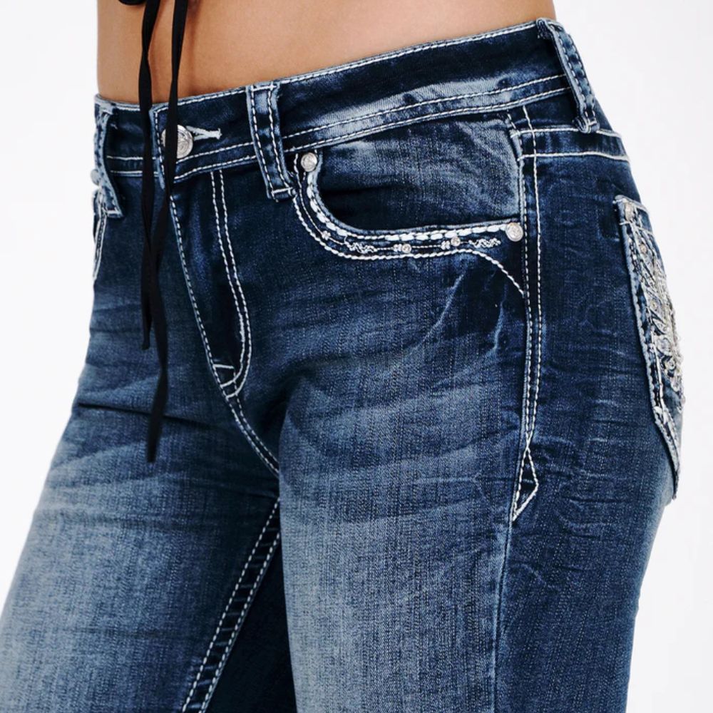 Grace in L.A. Womens Wing Embroidery Jeans