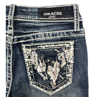 Grace in L.A. Girls Heavy Stitches Detail Jeans