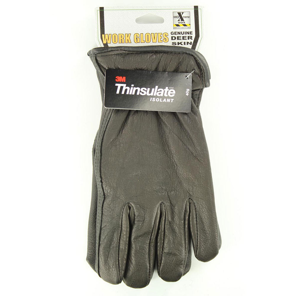 HDX Black Deerskin Fleece Lined Work Gloves - H2111401