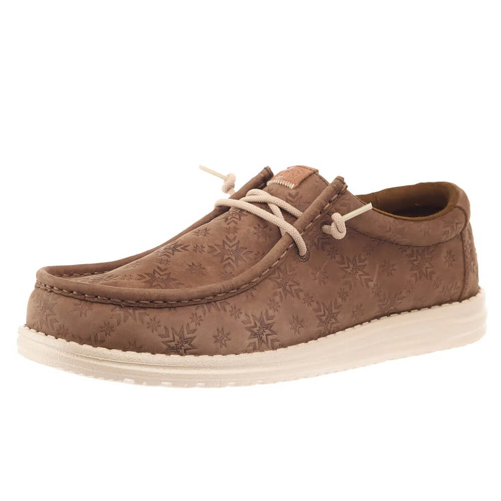 Hey Dude Mens Wally Teton Embossed Casual Shoes Brown - 45727-255