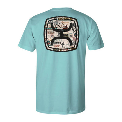 Hooey Boys "Zenith" Cream/Black Logo T-Shirt Turquoise - HT1682TQ-Y
