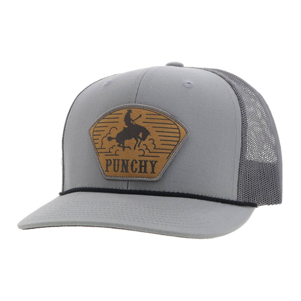 Hooey Mens "Cavvy" Punchy Cap Grey w/Leather Patch - 5032T-GY