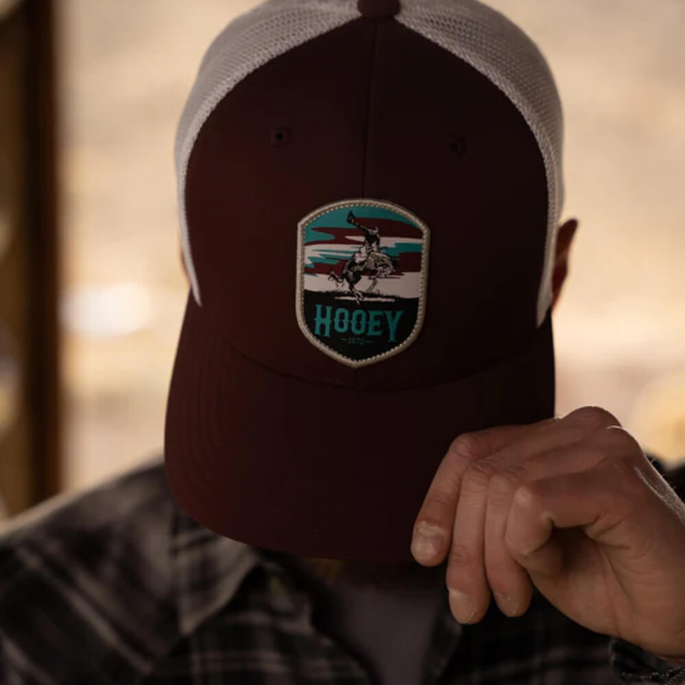 Hooey Mens "Cheyenne" Maroon/White Cap - 2344T-MAWH