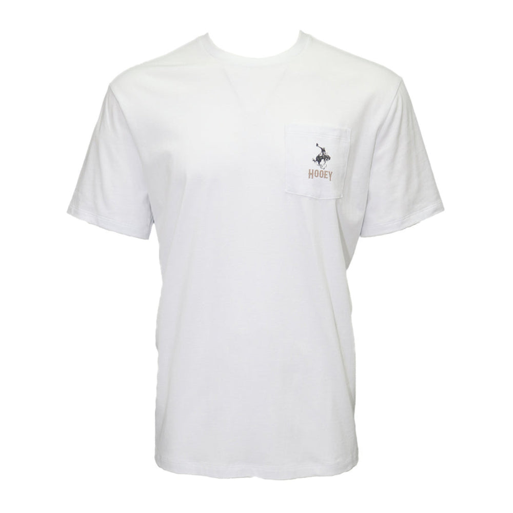 Hooey Mens "Cheyenne" Pocket T-Shirt White w/Tan/Cream/Brown - HT1688WH