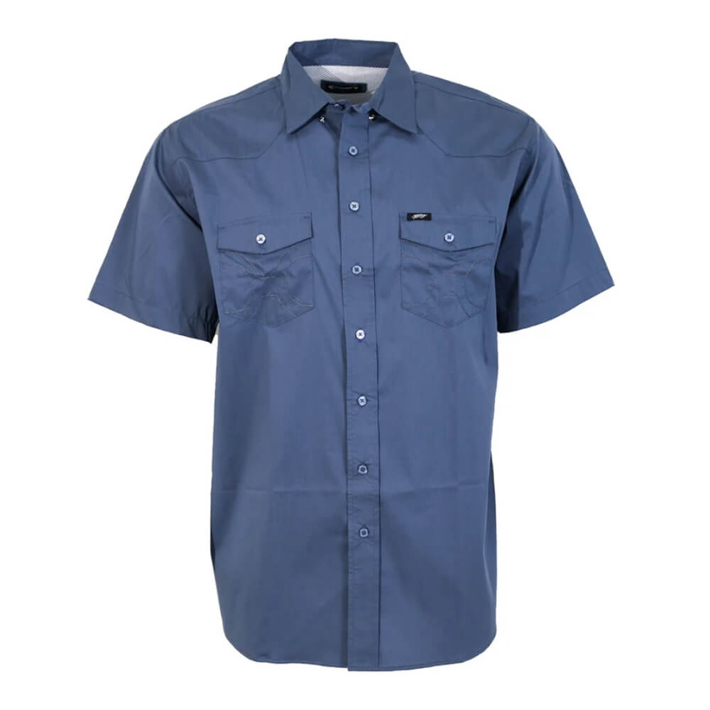 Hooey Mens "Maverick" Short Sleeve Button Up Shirt Blue - HT2623BL