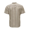 Hooey Mens "Sol" Short Sleeve Pearl Snap Shirt Cream/Stripe - HT2621CRST