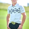 Hooey Mens "The Weekender" Polo Shirt Grey/Black with Aztec - HP2601GYBK