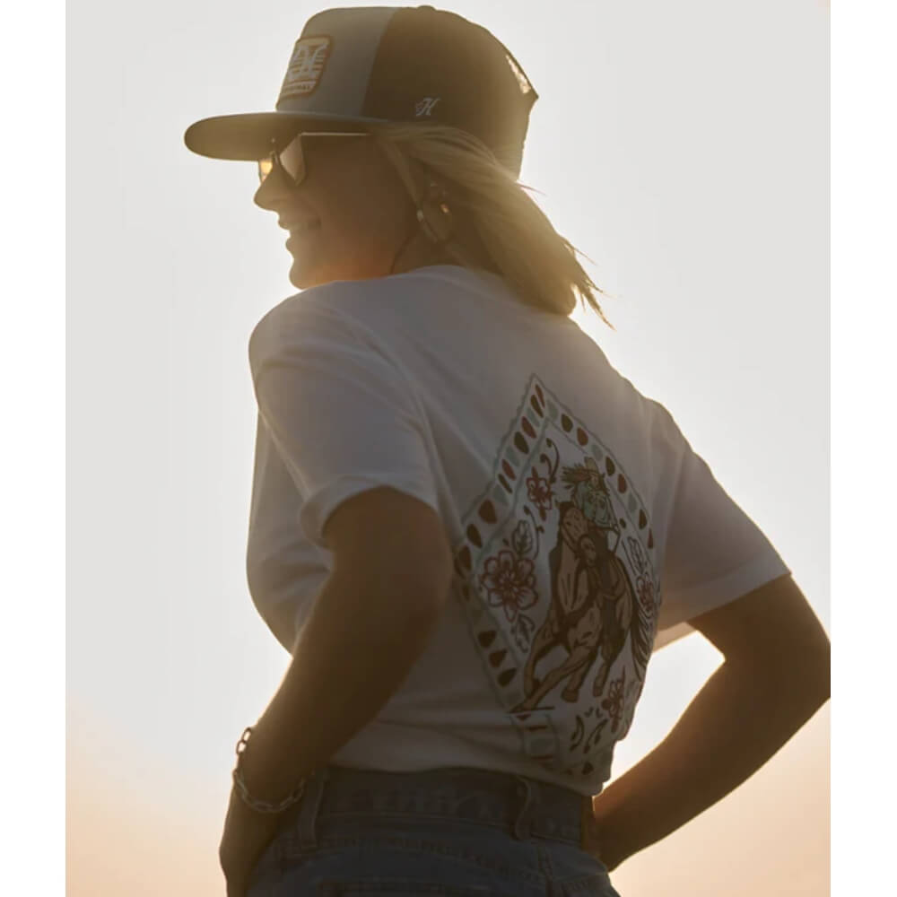 Hooey Womens "Derby" Cowgirl & Horse T-Shirt Cream - HT2680CR