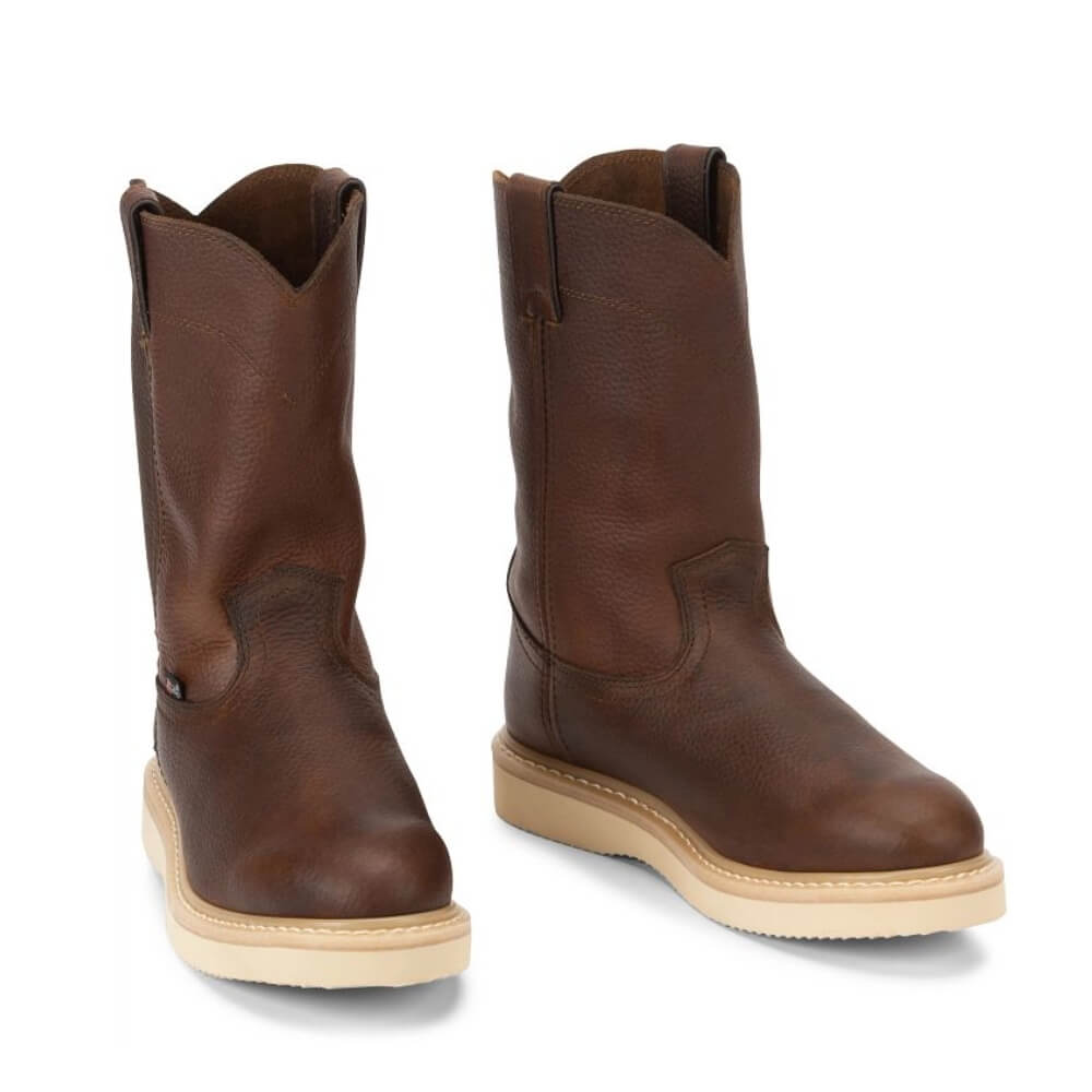 Justin Mens Axe 10" Wedge Work Boots Light Brown - WK4908