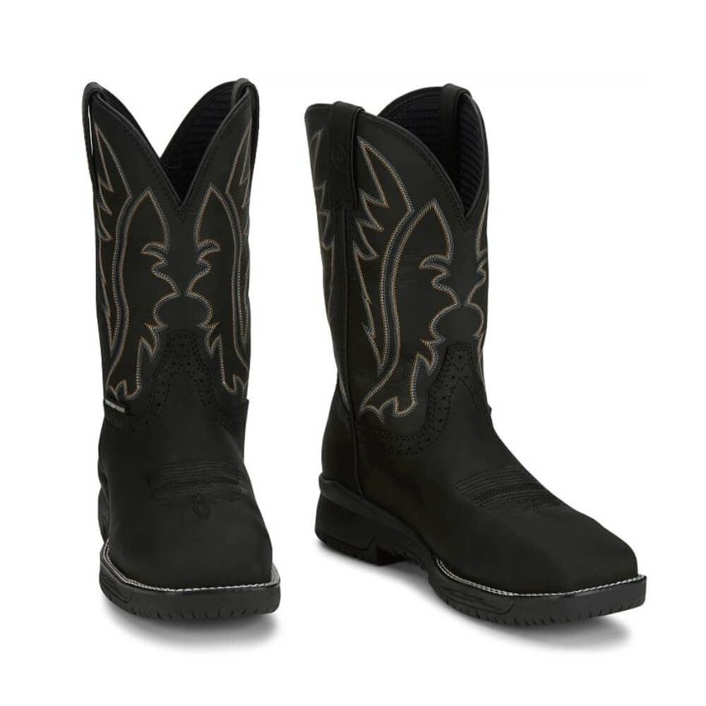 Justin Mens Nitread 11" Waterproof Nano Comp Toe Work Boots Black - CR3208