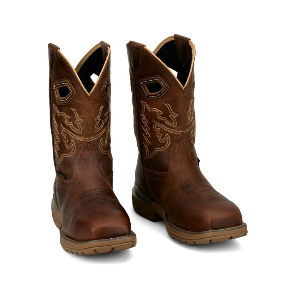Justin Mens Oilpatch 11" Waterproof Comp Toe Work Boots Tan - WR4149