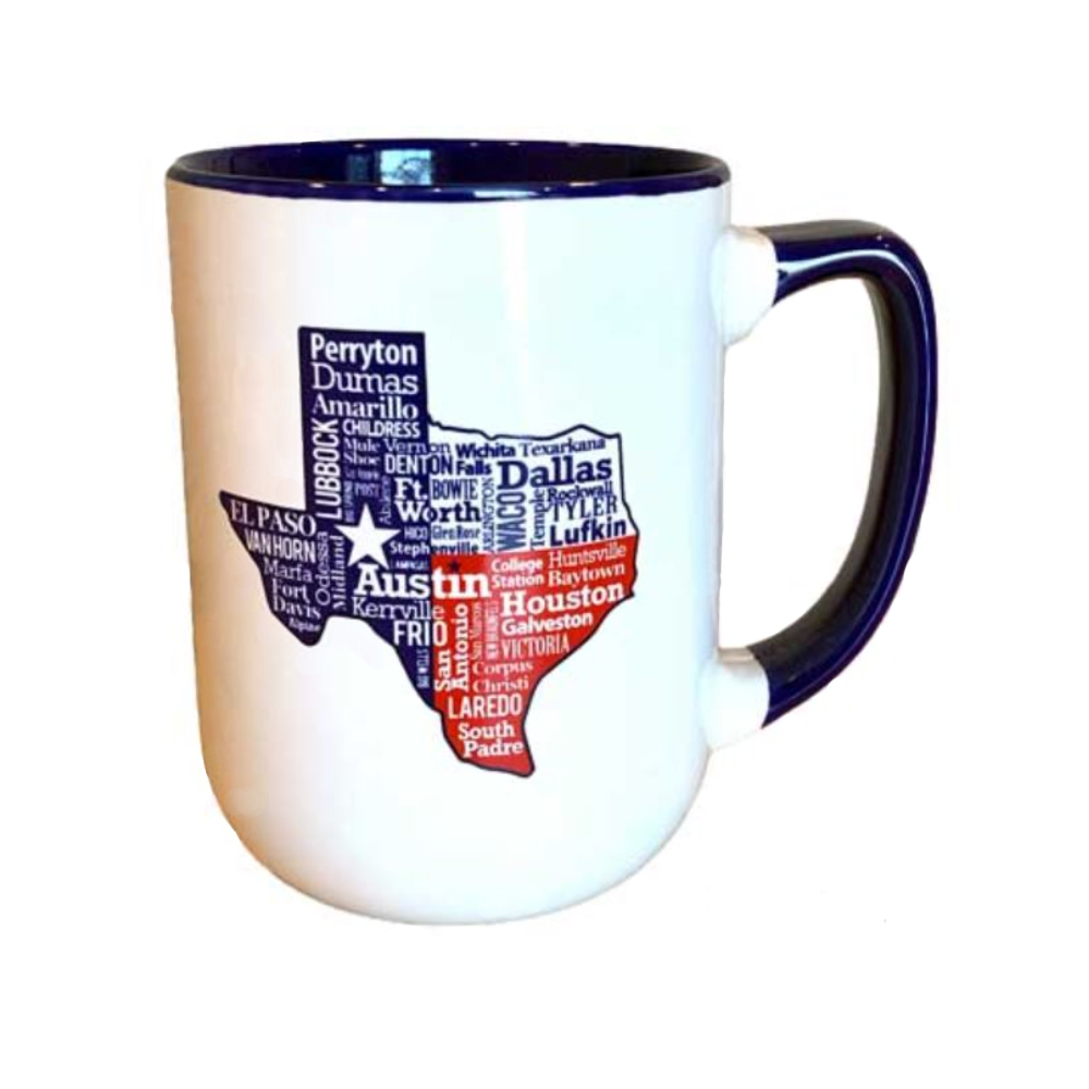 Texas Products Texas Blue Handle Cities Mug - K2114