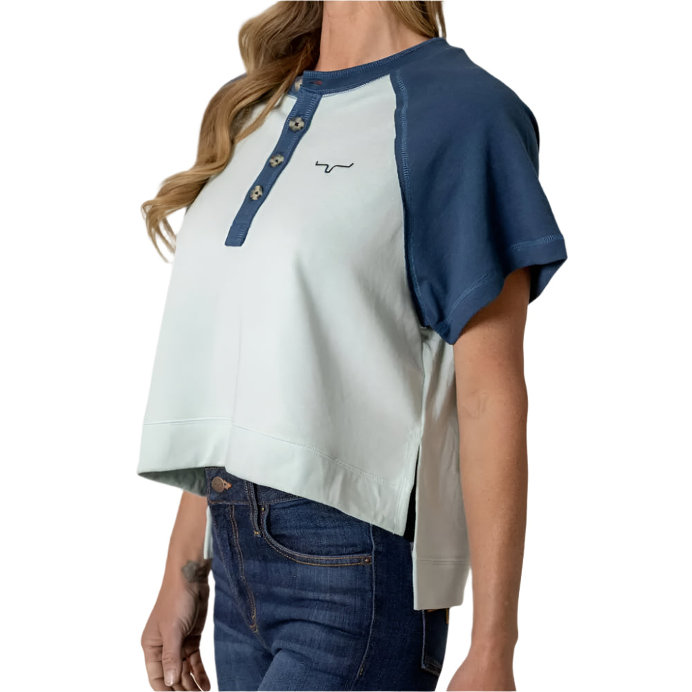 Kimes Ranch Womens Hellena Cropped Henley T-Shirt