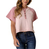 Kimes Ranch Womens Hellena Cropped Henley T-Shirt