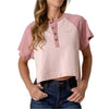 Kimes Ranch Womens Hellena Cropped Henley T-Shirt