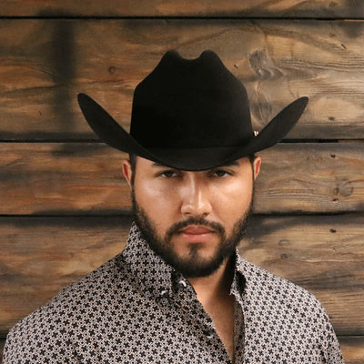 Larry Mahan Mens 30X Opulento Black Felt Hat