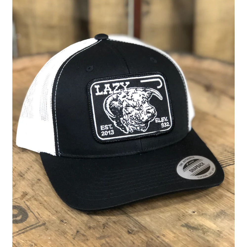 Lazy J Mens Black & White 3.5" Elevation Cap - BLKWHIT3ELEV